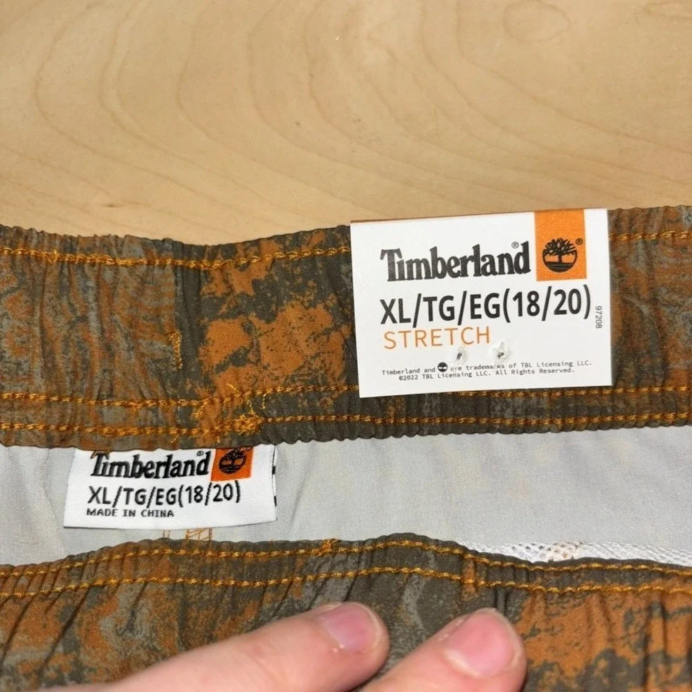Lot 2 Timberland Boys Amphibian‎ Stretch Pull-On Shorts Sz XL NEW Camo Shorts